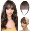 Silk-co Frangia Clip Capelli Veri, Frangia Capelli Veri,Naturali Lisci 3g Remy Human Hair Air Bang Frangia con Tempie - 2 Marrone Scuro