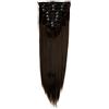 S-noilite Set 8pcs Clip in Hair Extensions Extension Clip Capelli Veri Testa Piena 18Clips Parrucchino 66cm Dritto Marrone scuro