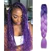 SEGO Extension Treccine Africane Afro Capelli Ricci Finti Trecce Lunghe 60cm Treccia Finta Fibre Braiding Braids Hair Sintetici 1 Bundle Crochet 100g # Viola Scuro mix Chiaro