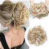 MY-LADY Grande Chignon Capelli Finti Posticci per Capelli con Elastico 80g Messy Hair Bun Updo Coda di Cavallo Treccia Extension Biondo Cenere mix Bleach Blonde
