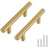 goldenwarm 5 Pezzi Maniglie Cucina Maniglie Armadio Oro Maniglie per Mobili Ottone -LS201GD76 Maniglie Cassetti Maniglie Acciaio Inox Maniglie Porte Interne Maniglie Bagno Distanza dei Fori 76mm