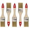 HARDY WORKING TOOLS M7 Set di 5 Pennelli Piatti 1,5″ (circa 38 mm) Serie 30 - Pennelli per Vernice con Setole Sintetiche Chiare - Manico in Legno Naturale - Ghiera in Acciaio