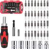 Amazon Basics Set di cacciaviti magnetici a cricchetto, confezione da 41 pezzi, Metallizzato Rosso/Argento/Nero