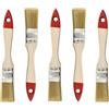 HARDY WORKING TOOLS M7 Set di 5 Pennelli Piatti 1″ (circa 25 mm) Serie 30 - Pennelli per Vernice con Setole Sintetiche Chiare - Manico in Legno Naturale - Ghiera in Acciaio