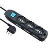 Electraline 62039 Multipresa 9 Posti con Cavo, Nero, 3 m