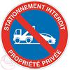 AUA SIGNALETIQUE - Panneau Stationnement Interdit Propriété Privée sous Peine de Fourrière 2 - Ø 230 mm, PVC 1.5mm