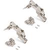 Emuca 1015407 Kit cerniera collo alto con scodellino Ø35mm 165° chiusura soft e basetta Euro con regolazione eccentrica, Set di 2