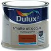 Dulux Smalto Satinato all'Acqua per Metallo Plastica e Legno Pronto all'Uso per Esterni e Interni, 0.5 Litri, Rosso Mattone