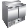 FORCAR Saladette Statica in Acciaio AISI 304 con Alzatina Posteriore - N° 2 Ante e Piano Inox - Capacità N° 5 Bacinelle GN1/6