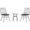 Outsunny Set Tavolino e Sedie da Giardino 3 Pezzi in Rattan PE e Acciaio, Design Moderno per Esterni e Bistrò - Grigio|Aosom