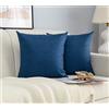 GIRASOLE HOME Coppia Federe Cuscini in Simil Lino Antiacaro e Ipoallergenico Per Divano e Letto Copricuscini Arredamento Casa con Zip Invisibile 2 pezzi (45x45cm, Blu)