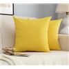 GIRASOLE HOME Coppia Federe Cuscini in Simil Lino Antiacaro e Ipoallergenico Per Divano e Letto Copricuscini Arredamento Casa con Zip Invisibile 2 pezzi (45x45cm, Giallo)