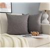 GIRASOLE HOME Coppia Federe Cuscini in Simil Lino Antiacaro e Ipoallergenico Per Divano e Letto Copricuscini Arredamento Casa con Zip Invisibile 2 pezzi (45x45cm, Grigio)