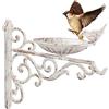 Relaxdays Abbeveratoio, Vaschetta per Uccelli, in Ghisa, a Parete, Resistente Intemperie, Antiruggine, 24x28x14, Bianco
