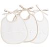 Filet - Set 3 Bavaglini Neonato a forma ovale |spugna bianca di alta qualità |Taschina in tela aida da ricamare | Dims 22x21,5 cm |Palette Bianco e Beige