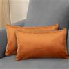 Komfortec Set di 2 federe decorative in velluto, 30 x 50 cm, per camera da letto, per divano e divano con chiusura lampo, colore arancione