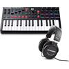 M-Audio Oxygen Pro Mini + HDH40 - Tastiera MIDI Controller USB a 32 tasti con pad Beat, Manopole, Tasti e Fader Assegnabili via MIDI e Software + Cuffie Over Ear Chiuse da Studio con Cavo da 2,7 m