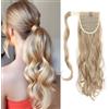 Silk-co 43cm-Extension Sintetiche Finta Coda Capelli Ricci Parrucchino Ponytail Extension Capelli Coda-Cenere Mix Biondo Sbiancante