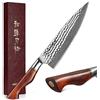 HEZHEN- Coltello da chef martellato in Acciaio Damasco a 73 Strati,Acciaio in Polvere di Damasco,Coltello da Cucina Professionale con Manico in Palissandro