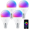 ANTELA Lampadina Alexa E14 4.5W, Smart Bulb LED G45 WiFi Lampadine RGB Bianco freddo Luce bianca calda, Controllo APP, Controllo vocale, Compatibile con Alexa, Google Home, 4Pezzi