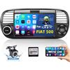 Hikity Autoradio Android con WiFi GPS per Fiat 500 (2007-2015)- 7 pollici RDS Radio Stereo Auto Bluetooth con Schermo, FM USB SWC Mirror Link Canbus