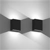 Klighten 2 Pezzi 7W Applique da Parete LED Esterno Interno impermeabile IP65 Su e Giù, Lampade da Parete Moderno in Alluminio per Soggiorno Giardino Corridoio, Bianco Freddo 6000K, Nero