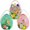 COM-FOUR® 3x Cesto pasquale in feltro - cestino da riempire - sacchetto di feltro Uovo pasquale da regalare - Nido pasquale - Decorazione pasquale (3 tasche - 18x16 cm)