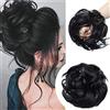 MY-LADY Grande Chignon Capelli Finti Posticci per Capelli con Elastico 80g Messy Hair Bun Updo Coda di Cavallo Treccia Extension Nero scuro
