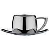 Café Stal DC-508 Tazza e piattino Art Deco in Acciaio Inox 18/10 con Manici Cavi Cool Touch, lucidato a Specchio, Inossidabile