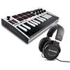AKAI Professional MPK Mini MK3 White + M-Audio HDH40 - Tastiera MIDI Controller USB a 25 Note con 8 Drum Pad, 8 Manopole e Software + Cuffie Over Ear Chiuse da Studio con Cavo da 2,7 m