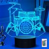 Ammonite Drum Kit Night Light, 3D Kids Illusion Light, 16 telecomando a nastro e timer, ottima scelta per i negozi di decorazione di strumenti musicali