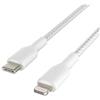 Belkin Cavo intrecciato da USB-C a Lightning (Cavo di ricarica rapida per iPhone 14 o versioni precedenti), Boost Charge Cavo USB-C per iPhone certificato MFi (2 m, bianco)