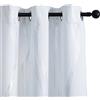 GIRASOLE HOME® Coppia Tende Oscuranti Termiche Morbide Fantasia Onde Argentate Tenda Isolante per Soggiorno Camera e Interni 2 Pannelli con Occhielli (140x145cm, Bianco)