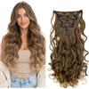 CAISHA XL 45cm 7 Pezzi Set CLIP IN EXTENSIONS Extensions Per I Capelli Posticcio Voluminoso Ondulato Biondo Castano CE23-1