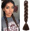 SEGO Extension Treccine Africane Afro Capelli per Treccia Trecce Lunghe 60cm Braiding Hair Sintetici Ombre Crochet Fibre 100g - Marrone Scuro