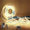 Arotelicht 5m Striscia LED COB 24V Strisce LED COB bianco caldo 3000K dimmerabile alta densità 320 LED/M incluso adattatore e dimmer IP20 per camera da letto cucina casa decorazione d'interni