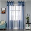 GIRASOLE HOME Coppia Tende Voile Semi Trasparenti a Righe Tenda per Soggiorno Camera Cameretta Cucina e Interni 2 Pannelli con Occhielli (140x235cm, Blu+Grigio)