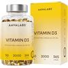 AAVALABS Vitamina D3 2000 UI [Fornitura di 1 Anno] - Integratore Vitamina D 2000 UI con Olio EVO per assorbimento ottimale - Non OGM - Contribuisce alla funzione ossea, muscolare e immunitaria - 365 Capsule