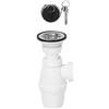 Wirquin 30718876 - Set completo di scarico per lavabo con piletta a tappo, senza troppo pieno, bianco e cromato