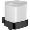 Emco Loft Dispenser di Sapone da Parete Elegante e Compatto Dispenser di Sapone da Parete in Metallo e Vetro di Cristallo, Dispenser di Sapone Liquido di Alta qualità, Nero Opaco e Satinato