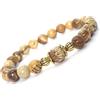 Generic Bracciale da donna in stile vintage in metallo dorato e diaspro marrone