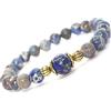 ThurColas Bracciale da donna in stile vintage in metallo dorato e diaspro imperiale blu