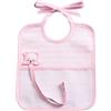FILET 289 - Bavaglino Realizzato in Morbido Tessuto Effetto Pois 3D con Portaciuccio e Tasca in Tela Aida da Ricamare, Ideale per i Neonati, 100% Made in Italy, Colore Rosa e Bianco, taglia unica