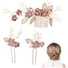 Hoshisea 3 Pezzi Pettine per Capelli da Sposa, Set di Fermagli per Capelli da Sposa, Pettine per Capelli da Sposa con Perle, per Accessori per Capelli da Sposa Fascia da Sposa (Rosa)