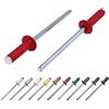 Marcopol Confezione da 80 pezzi, rivetti ciechi verniciati 4,0 x 14 mm, a testa bombata, DIN 7337, rivetto in alluminio e mandrino in acciaio, rivetti a pressione (80, Rosso Rubino RAL 3003)