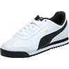 Puma Roma Basic, Scarpe da Ginnastica Basse Uomo, Bianco White Schwarzes Leder, 45 EU