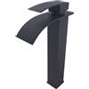 KADELG Rubinetto Bagno Lavabo Alto,Miscelatore Lavabo Bagno Nero,Rubinetto Sottolavello Acqua Calda e Fredda,Viene Fornito con Tubo da 3/8 lungo 60 cm