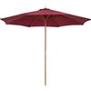 Outsunny Ombrellone da Giardino, Palo in Legno, 8 Stecche, Tessuto Poliestere, Φ300x250cm, Rosso Scuro, Elegante per Esterni|Aosom