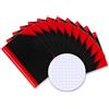Bantex Landre 100302822 China - Brogliaccio, formato DIN A7, 96 fogli a quadretti in carta fine senza legno da 60 g/mq, confezione da 12 pezzi, nero/rosso