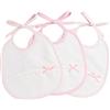 Filet - Set 3 Bavaglini Neonato a forma ovale |spugna bianca di alta qualità |Taschina in tela aida da ricamare | Dims 22x21,5 cm | Palette Bianco e Rosa